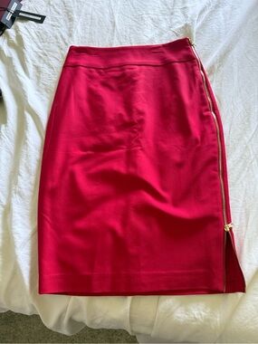 Express red midi Pencil Skirt with Side Zip